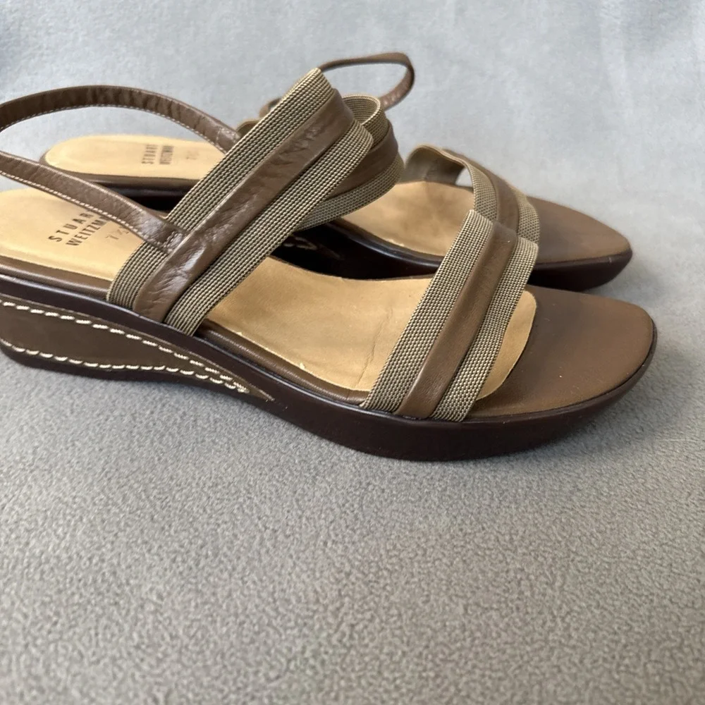 Stuart Weitzman Wedge Sandals Womens 7.5‎ Brown Slingback 2